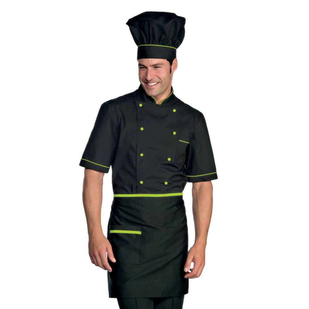 Veste De Cuisine Manches Courtes Noir Motifs Verts Isacco Cuoco Extra Light 3 Veste De Cuisine Manches Courtes Noir Motifs Verts Isacco Cuoco Extra Light
