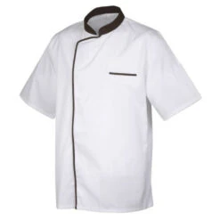 Veste De Cuisine Manches Courtes Robur ENERGY -Vêtements Travail Série veste de cuisine manches courtes robur energy blanc marron