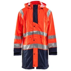 Manteau De Pluie Imperméable Blaklader Haute Visibilité -Vêtements Travail Série veste de pluie haute visibilite niveau 1 homme blaklader orange marine