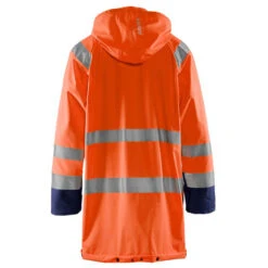 Manteau De Pluie Imperméable Blaklader Haute Visibilité -Vêtements Travail Série veste de pluie haute visibilite niveau 1 homme blaklader orange marine dos