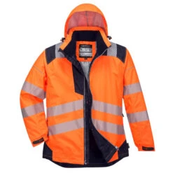 Veste De Pluie Haute Visibilité Portwest VISION 23 Veste De Pluie Haute Visibilité Portwest VISION -Vêtements Travail Série veste de pluie haute visibilite portwest vision orange noir capuche relevee