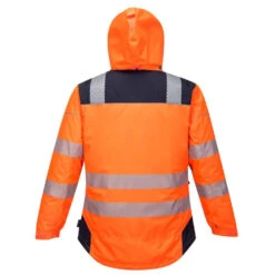Veste De Pluie Haute Visibilité Portwest VISION 24 Veste De Pluie Haute Visibilité Portwest VISION -Vêtements Travail Série veste de pluie haute visibilite portwest vision orange noir capuche relevee2