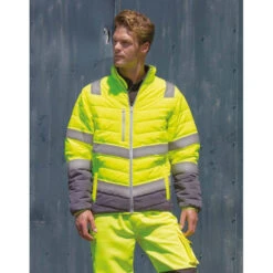 Veste Haute Visibilité Result Toucher Doux -Vêtements Travail Série veste de securite toucher doux homme result jaune gris porte