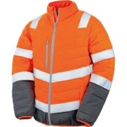 Veste Haute Visibilité Result Toucher Doux -Vêtements Travail Série veste de securite toucher doux homme result orange gris