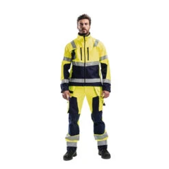 Veste Softshell Haute Visibilité Blaklader Bicolore -Vêtements Travail Série veste softshell haute visibilite blaklader jaune marine porte 1