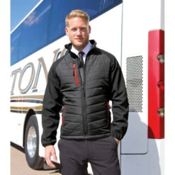 Veste Softshell Result BLACK COMPASS -Vêtements Travail Série veste softshell result black compass noir rouge porte