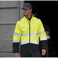 Veste Haute Visibilité Softshell Result HIGH VIZ -Vêtements Travail Série veste softshell result high viz jaune fluo porte